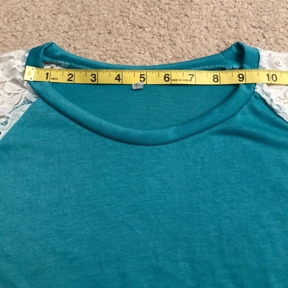 Brand New Teal Top with Lace Sleeves - Picture 5 of 8
